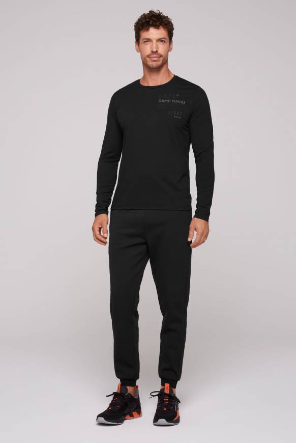 Soccx Langarmshirt mit reflektierendem Rücken-Print black Verkauf