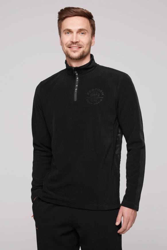 Soccx Troyer-Fleeceshirt mit Tapes und Prägedrucken black Hotsell