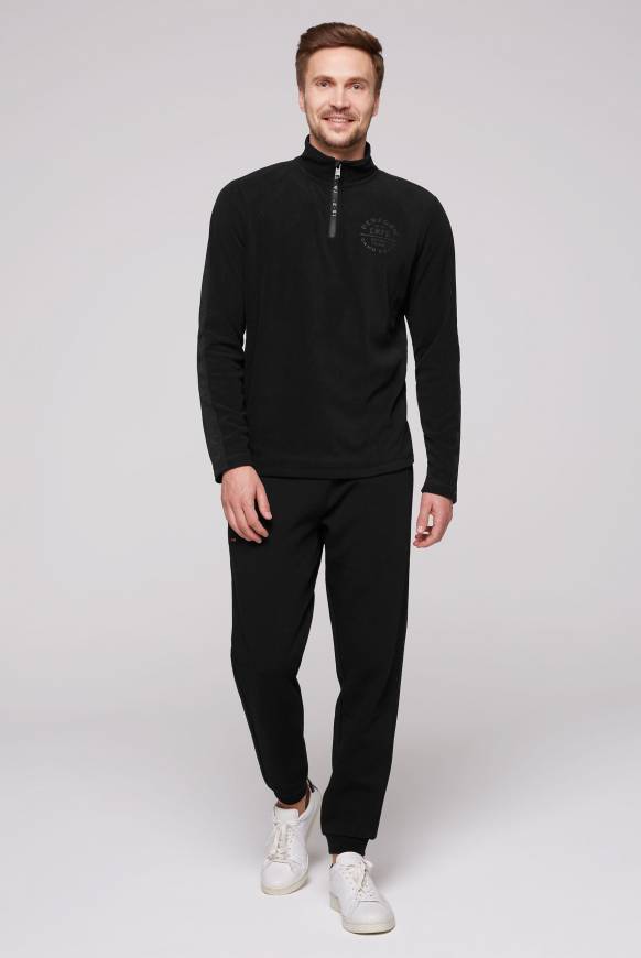 Soccx Troyer-Fleeceshirt mit Tapes und Prägedrucken black Hotsell
