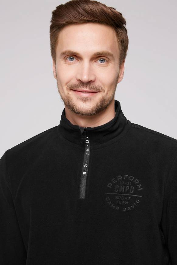 Soccx Troyer-Fleeceshirt mit Tapes und Prägedrucken black Hotsell