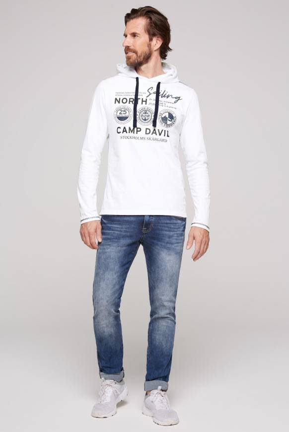 Soccx Langarmshirt mit Kapuze und Print opticwhite Günstiger Verkauf