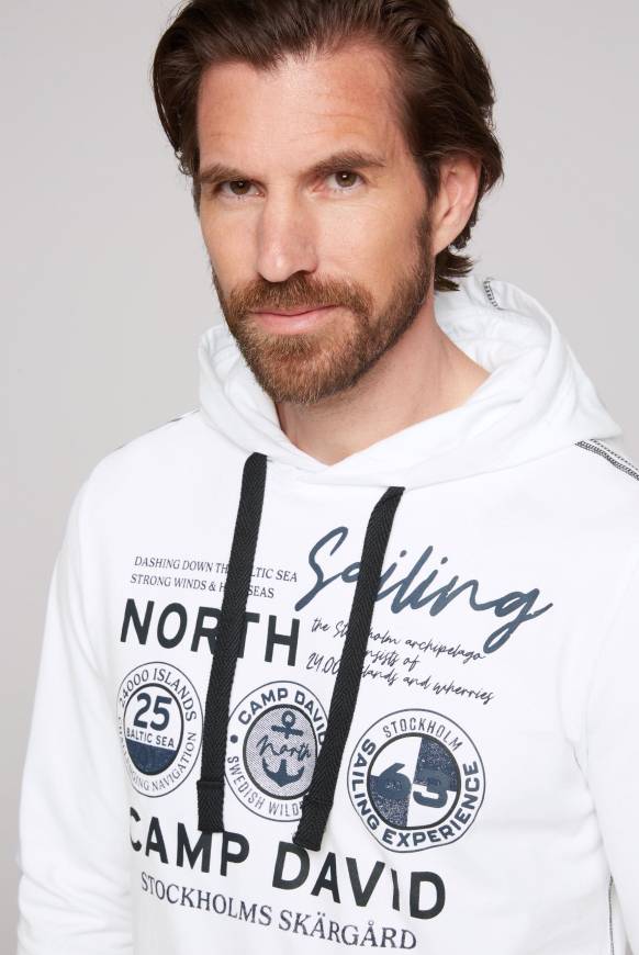Soccx Langarmshirt mit Kapuze und Print opticwhite Günstiger Verkauf