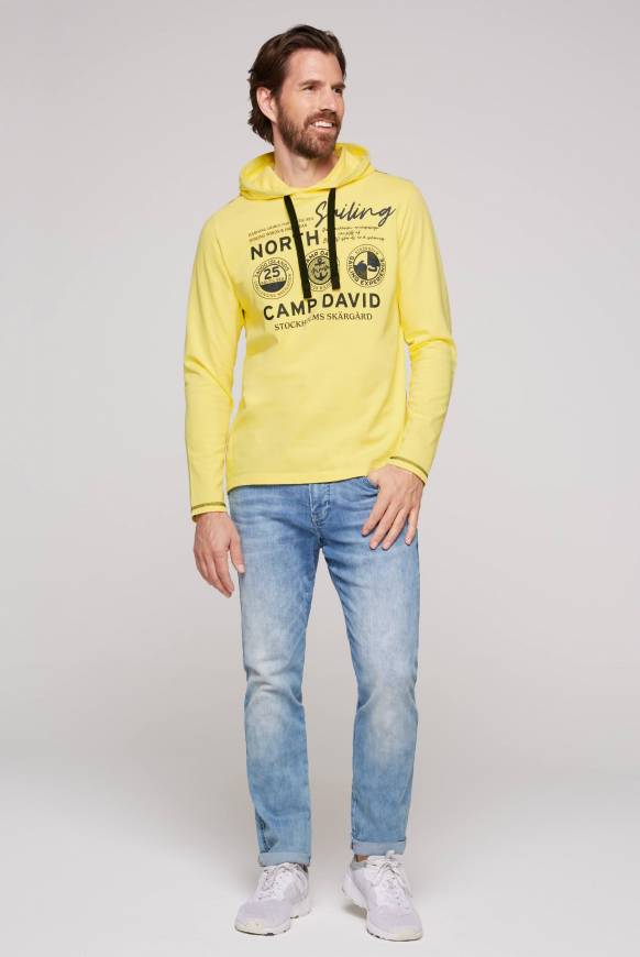 Soccx Langarmshirt mit Kapuze und Print light lime Fabrikverkauf