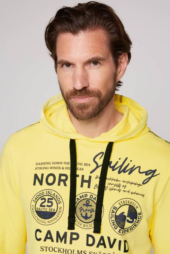 Soccx Langarmshirt mit Kapuze und Print light lime Fabrikverkauf