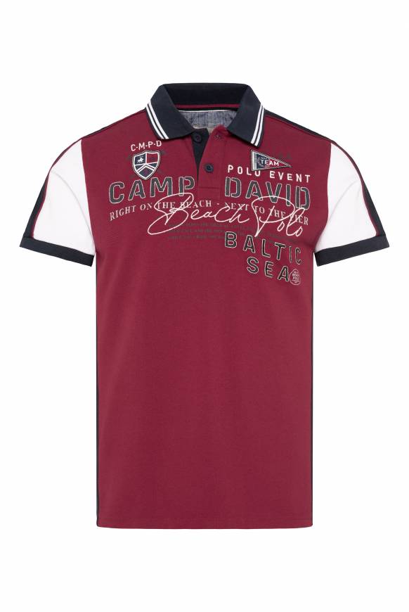 Soccx Pikee-Polo mit Color-Blocking und Artwork burgundy Meist gekauft