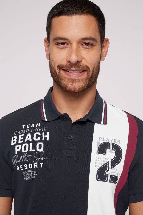 Soccx Pikee-Polo mit Color-Blocking und Artwork blue navy Angebote