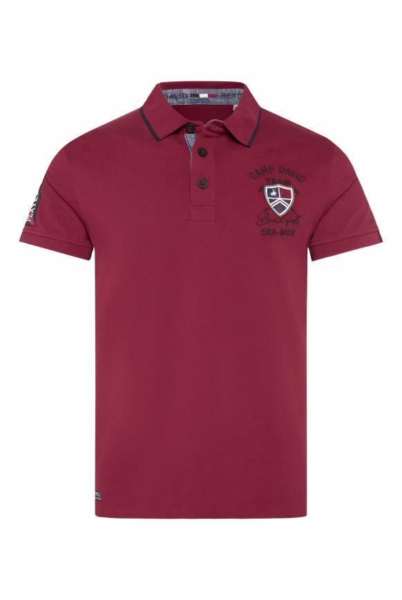 Soccx Pikee-Polo mit Label Patches und Stickereien burgundy Outlet