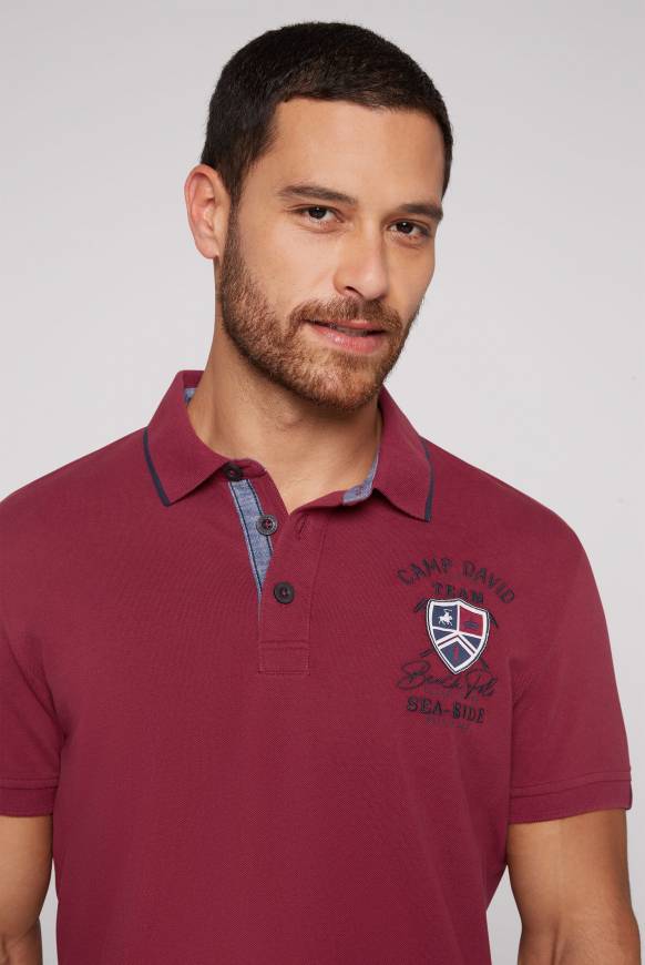 Soccx Pikee-Polo mit Label Patches und Stickereien burgundy Outlet