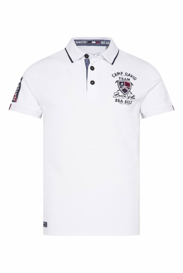 Soccx Pikee-Polo mit Label Patches und Stickereien opticwhite Verkauf