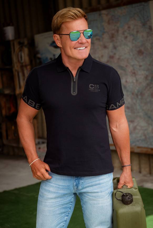 Soccx Kurzarmpolo mit Folienprints blue navy