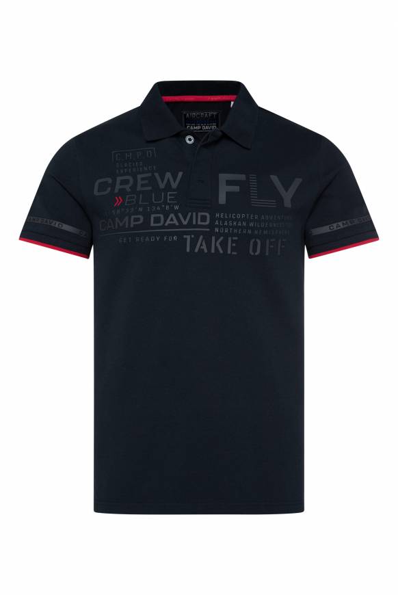 Soccx Pikee-Polo mit tonigem Rubber Artwork blue navy Schlussverkauf