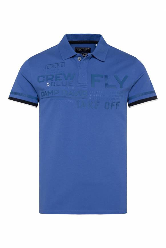 Soccx Pikee-Polo mit tonigem Rubber Artwork strong blue Günstiger Verkauf