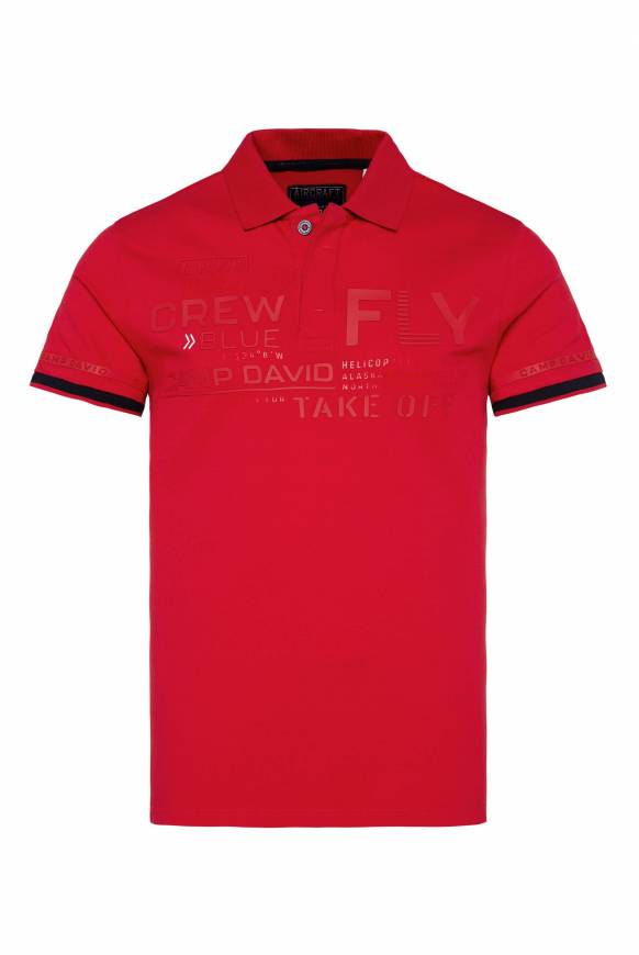 Soccx Pikee-Polo mit tonigem Rubber Artwork flight red Fabrikverkauf