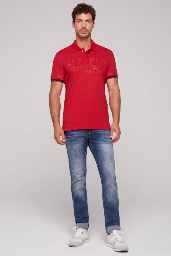 Soccx Pikee-Polo mit tonigem Rubber Artwork flight red Fabrikverkauf