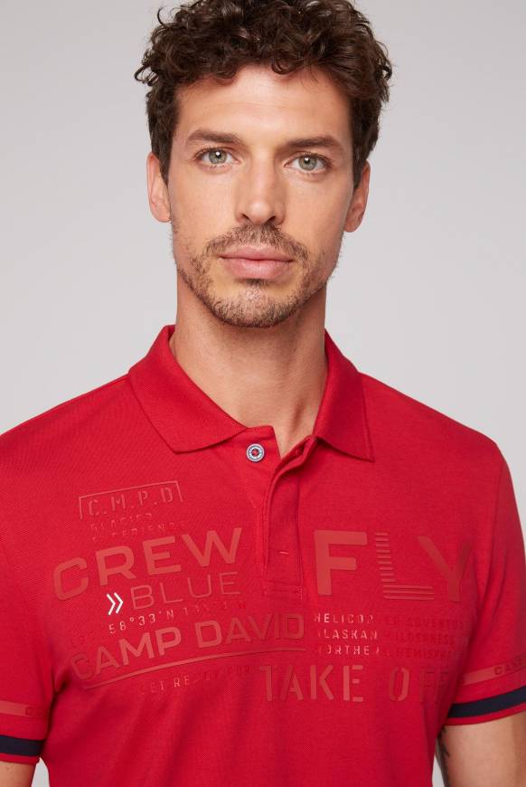 Soccx Pikee-Polo mit tonigem Rubber Artwork flight red Fabrikverkauf