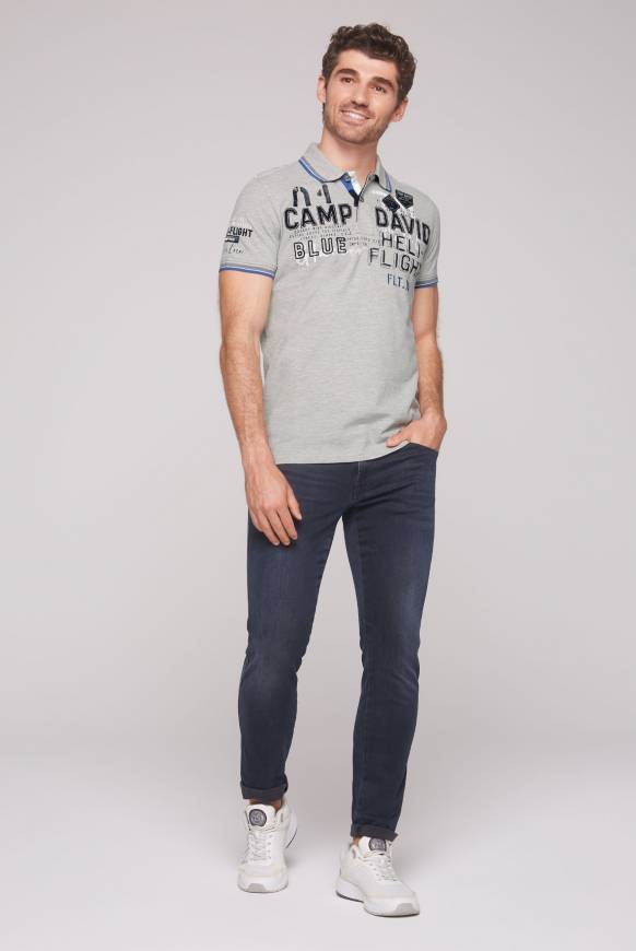 Soccx Pikee-Polo mit Label-Applikationen granite melange Blitzverkäufe