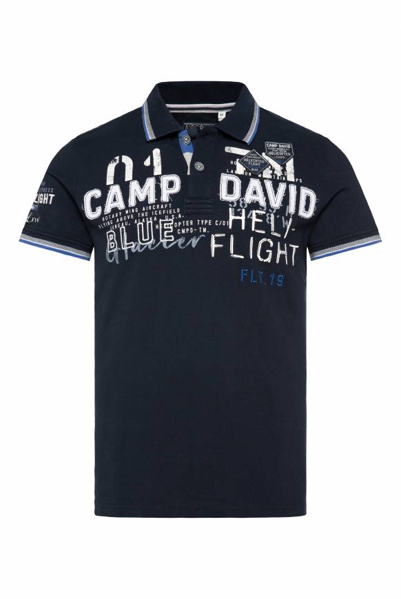 Soccx Pikee-Polo mit Label-Applikationen blue navy Online