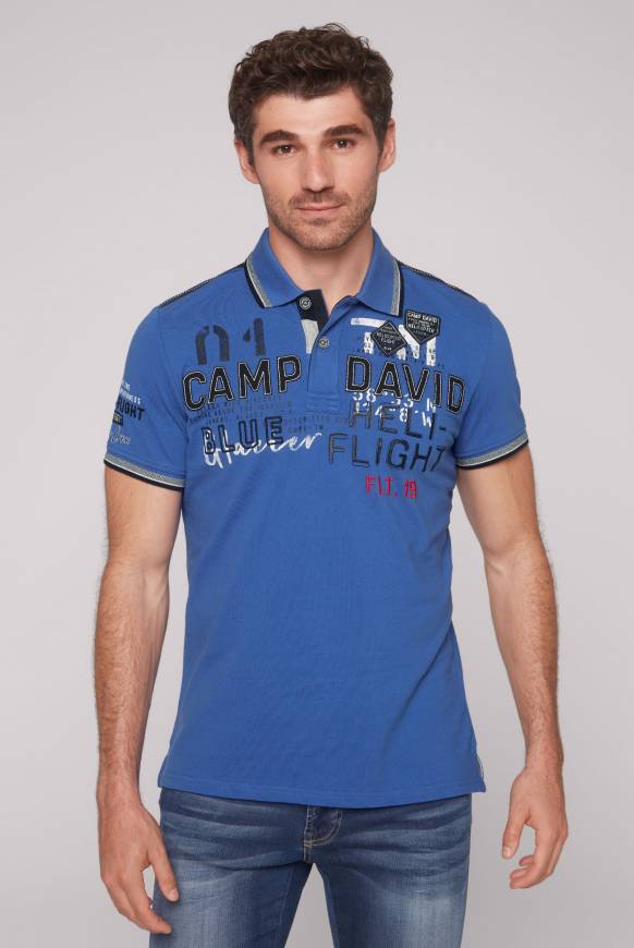 Soccx Pikee-Polo mit Label-Applikationen strong blue