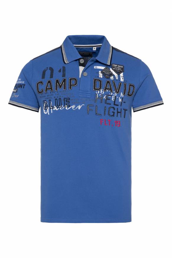 Soccx Pikee-Polo mit Label-Applikationen strong blue Outlet