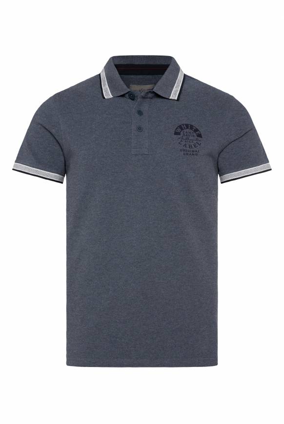 Soccx Meliertes Poloshirt mit Two-Tone-Details blue navy melange Hotsell