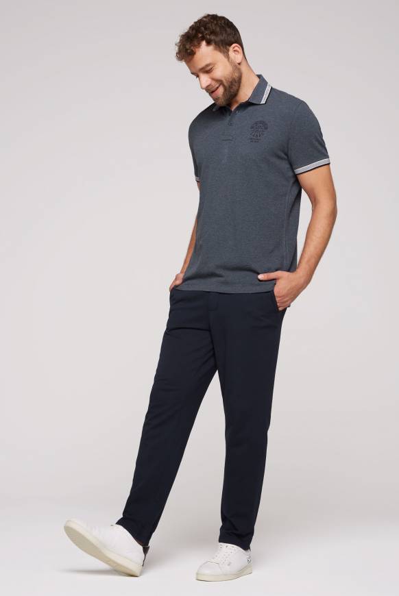 Soccx Meliertes Poloshirt mit Two-Tone-Details blue navy melange Hotsell