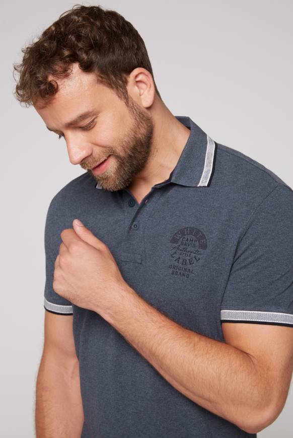 Soccx Meliertes Poloshirt mit Two-Tone-Details blue navy melange Hotsell