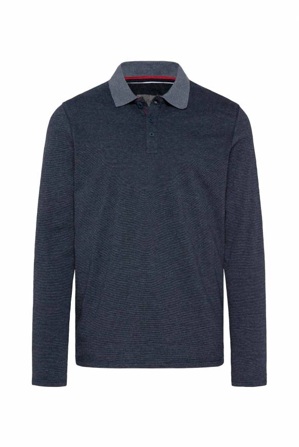 Soccx Langarmpolo mit feinem Streifen-Dessin blue navy Schlussverkauf