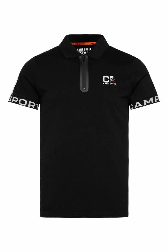 Soccx Poloshirt mit Zipper und reflektierenden Prints black Günstiger Verkauf