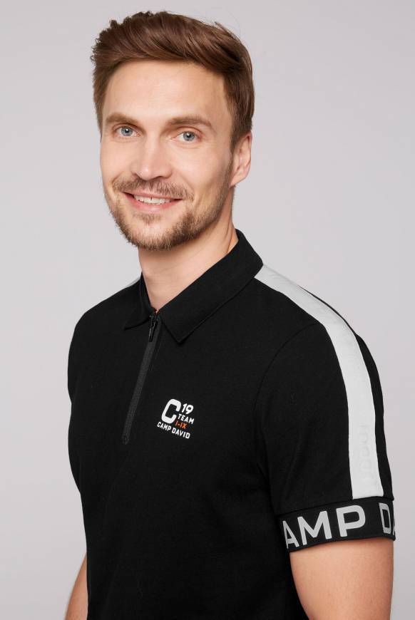 Soccx Poloshirt mit Zipper und reflektierenden Prints black Günstiger Verkauf