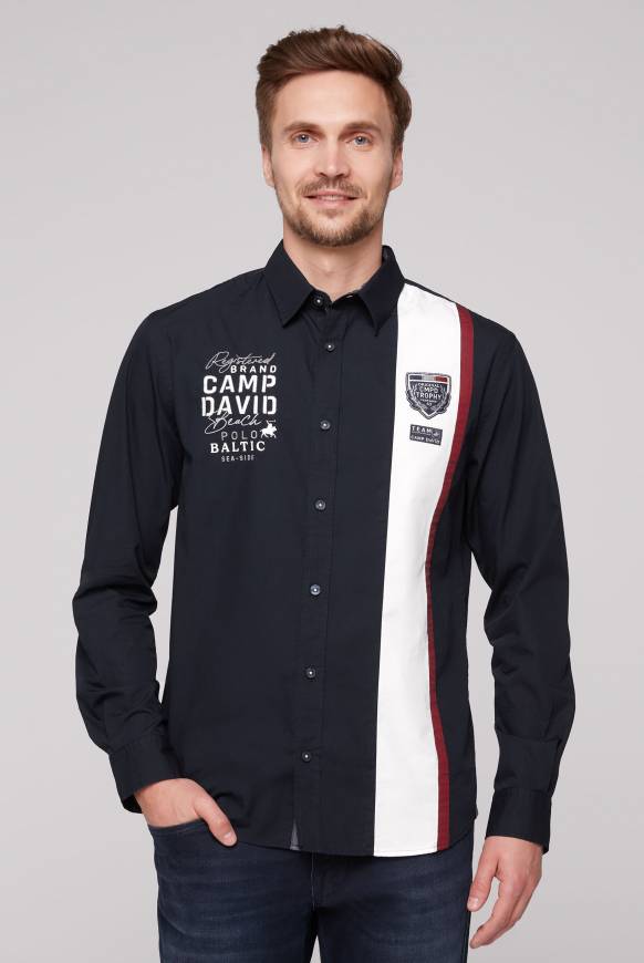 Soccx Langarmhemd mit Color-Blocking und Artworks blue navy Meist gekauft