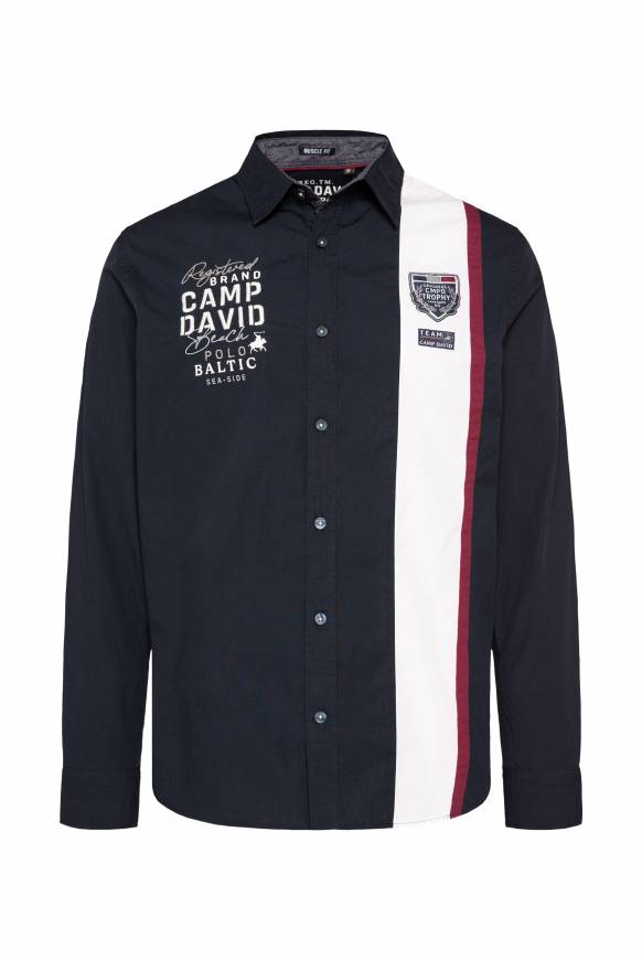 Soccx Langarmhemd mit Color-Blocking und Artworks blue navy Meist gekauft