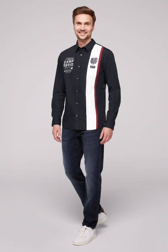 Soccx Langarmhemd mit Color-Blocking und Artworks blue navy Meist gekauft