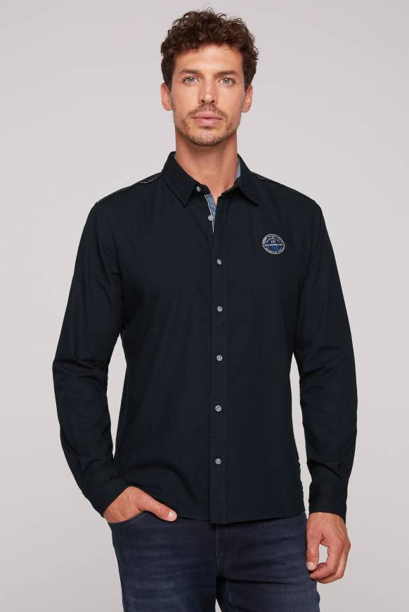 Soccx Langarmhemd mit Strukturstreifen blue navy Online