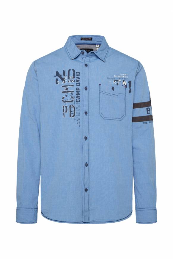 Soccx Fil à Fil Langarmhemd mit Label-Applikationen strong blue Outlet