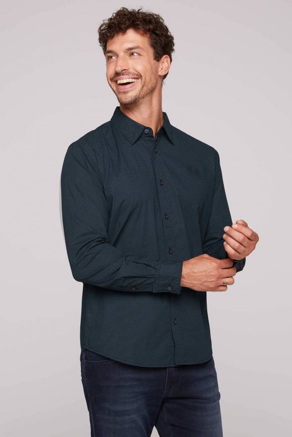 Soccx Langarmhemd mit filigranen All Over Print blue navy Angebote