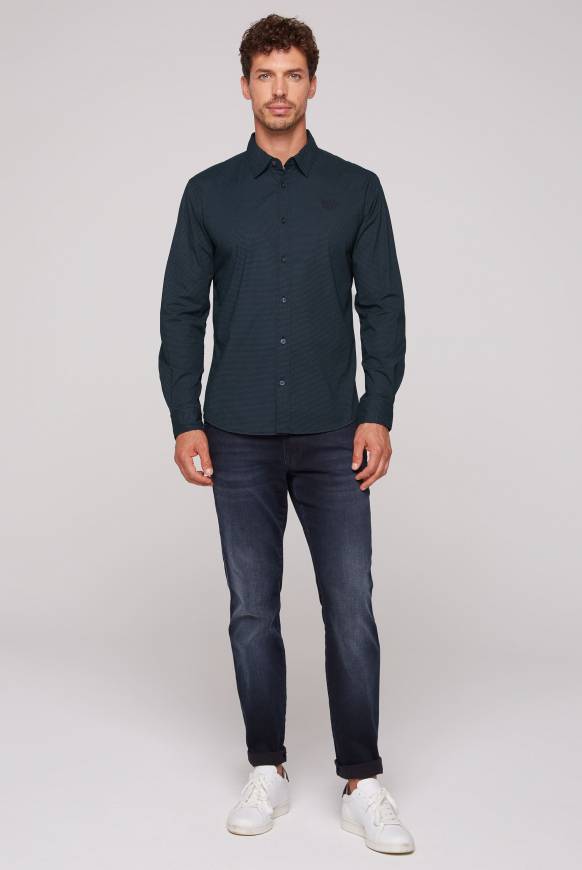 Soccx Langarmhemd mit filigranen All Over Print blue navy Angebote