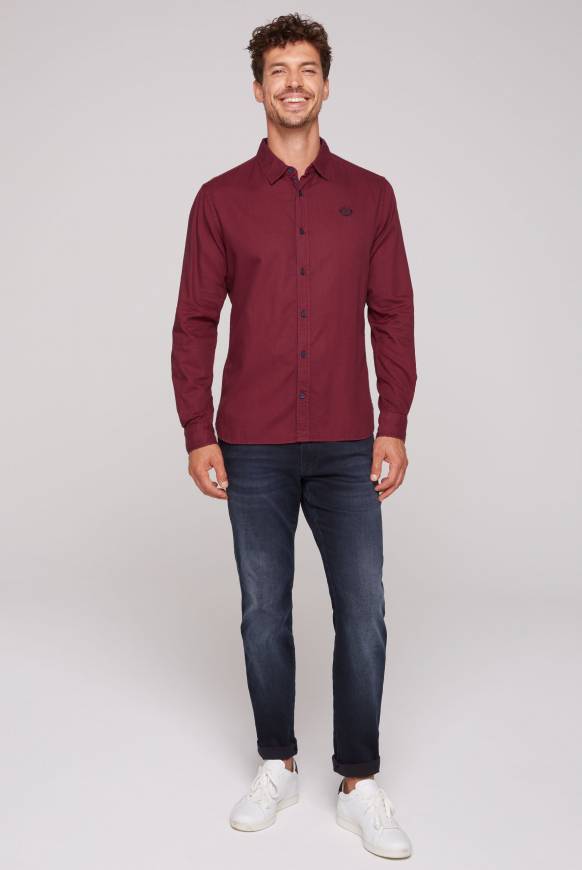 Soccx Langarmhemd mit Webstruktur burgundy Hotsell