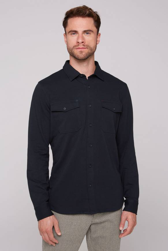Soccx Langarmhemd mit Klappentaschen blue navy Schlussverkauf