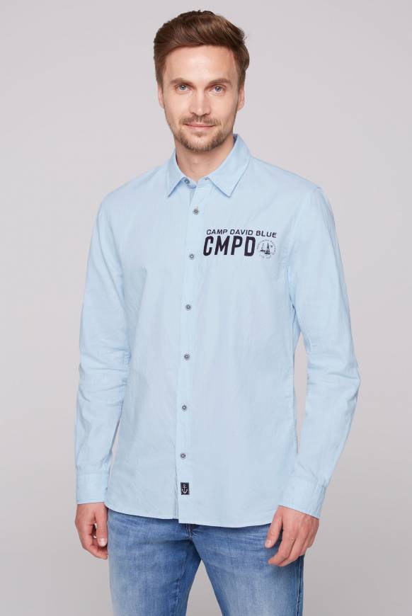 Soccx Oxford-Langarmhemd mit Logo-Stickereien summer blue