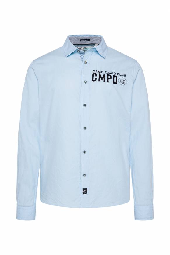 Soccx Oxford-Langarmhemd mit Logo-Stickereien summer blue Günstiger Verkauf