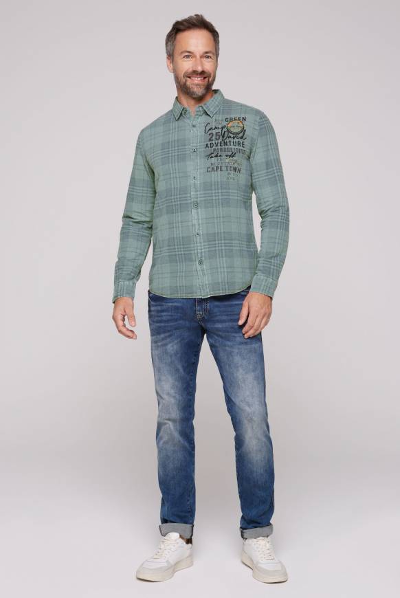 Soccx Karohemd mit Label-Applikationen teal Blitzverkäufe