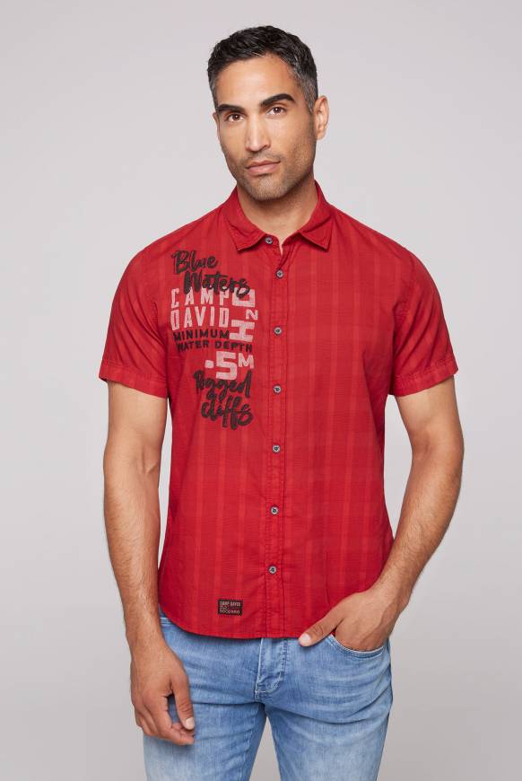 Soccx Karohemd mit Print und Stickereien royal red Verkauf