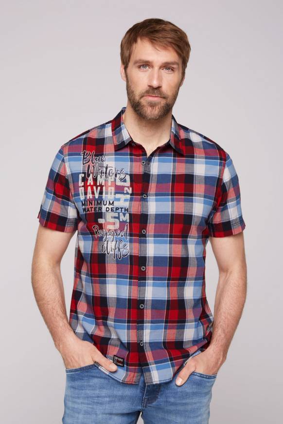 Soccx Karohemd mit Print und Stickereien royal red check Angebote