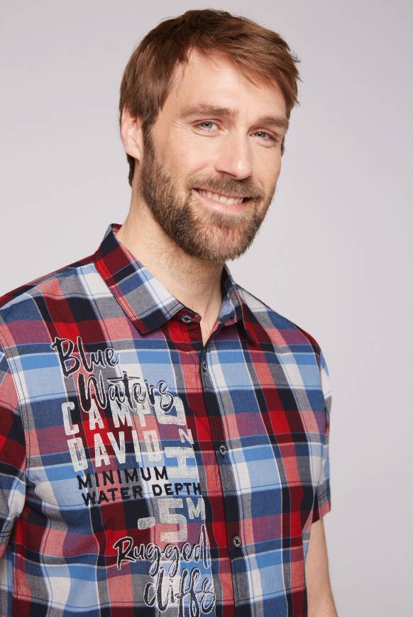 Soccx Karohemd mit Print und Stickereien royal red check Angebote