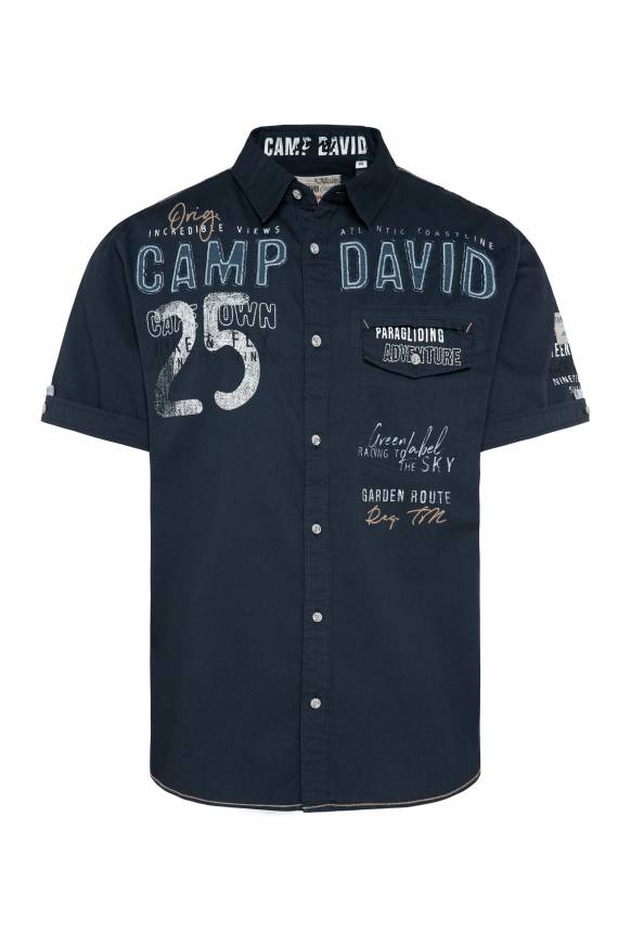 Soccx Kurzarmhemd mit Logo-Applikationen blue navy Tägliche Deals