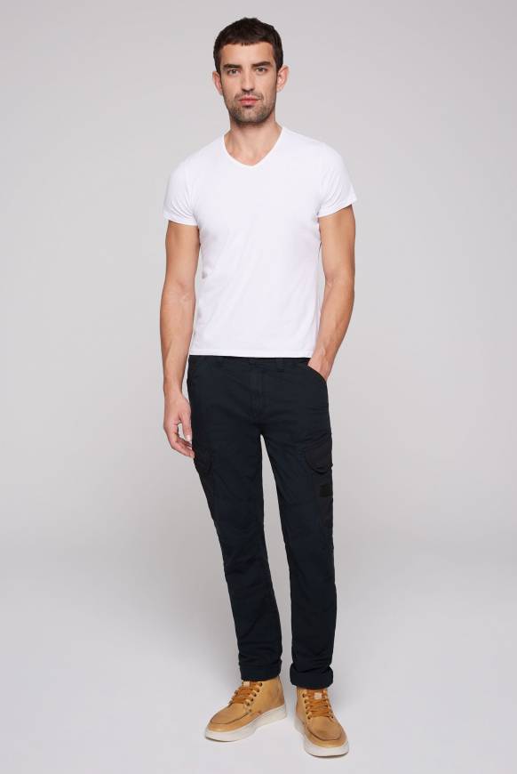Soccx Cargohose mit Taschen im tonigen Materialmix blue navy Outlet