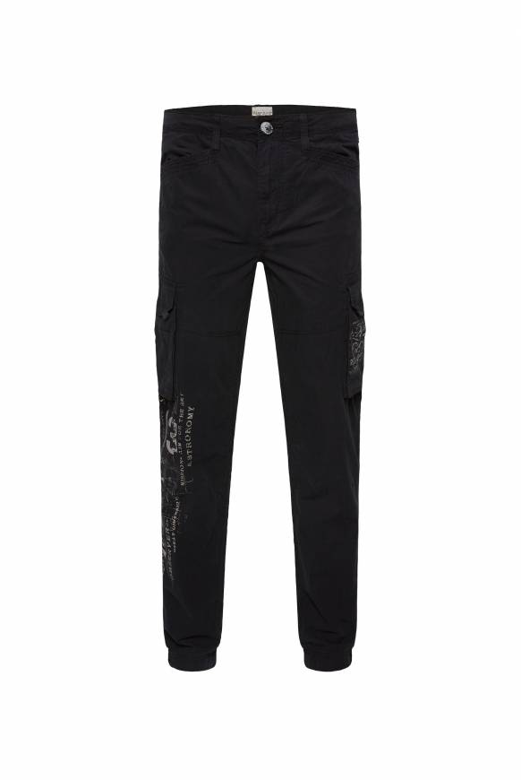 Soccx Leichte Cargohose mit Label Prints black Auslauf