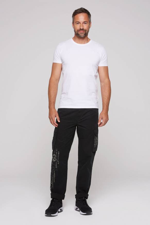 Soccx Leichte Cargohose mit Label Prints black Auslauf
