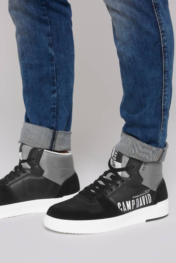 Soccx Hightop Sneaker im Materialmix mit Rubber Logos black Verkauf