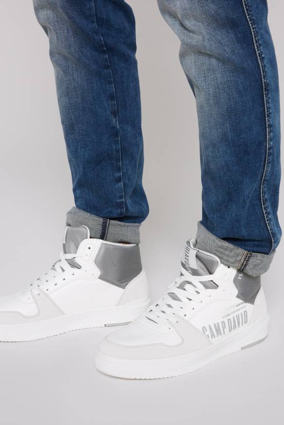 Soccx Hightop Sneaker im Materialmix mit Rubber Logos white Angebote